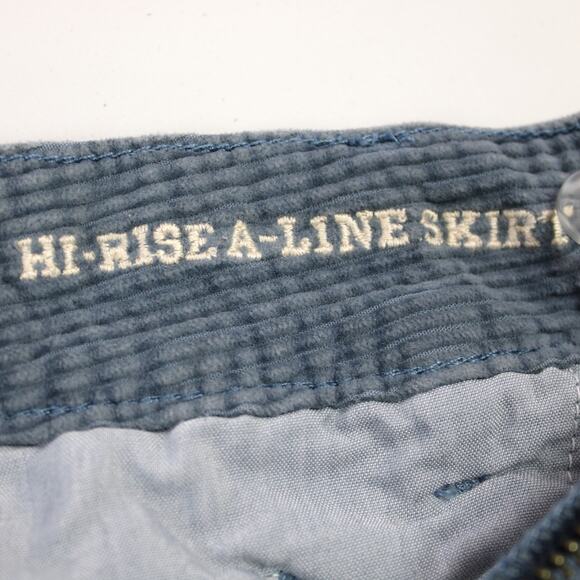 American Eagle Womens 00 Hi-Rise A-Line Skirt Blue Corduroy Wide Wale Academia - Picture 6 of 10